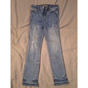 POINT SUR  10" Hightower Straight J Crew Jeans Women 25 Blue Fray Hem Distressed